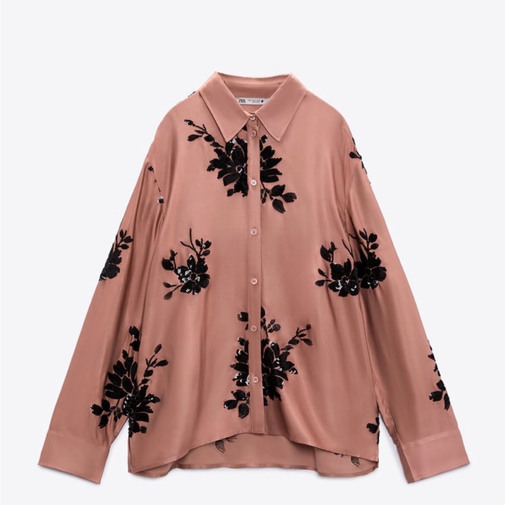 Zara sequins embroidered top